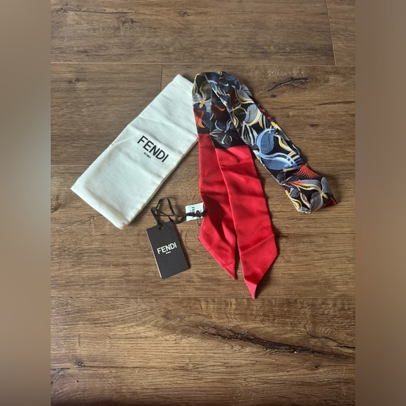 FENDI-AUTHENTIC (NWT) Floral Silk Twilly Scarf - Main Image